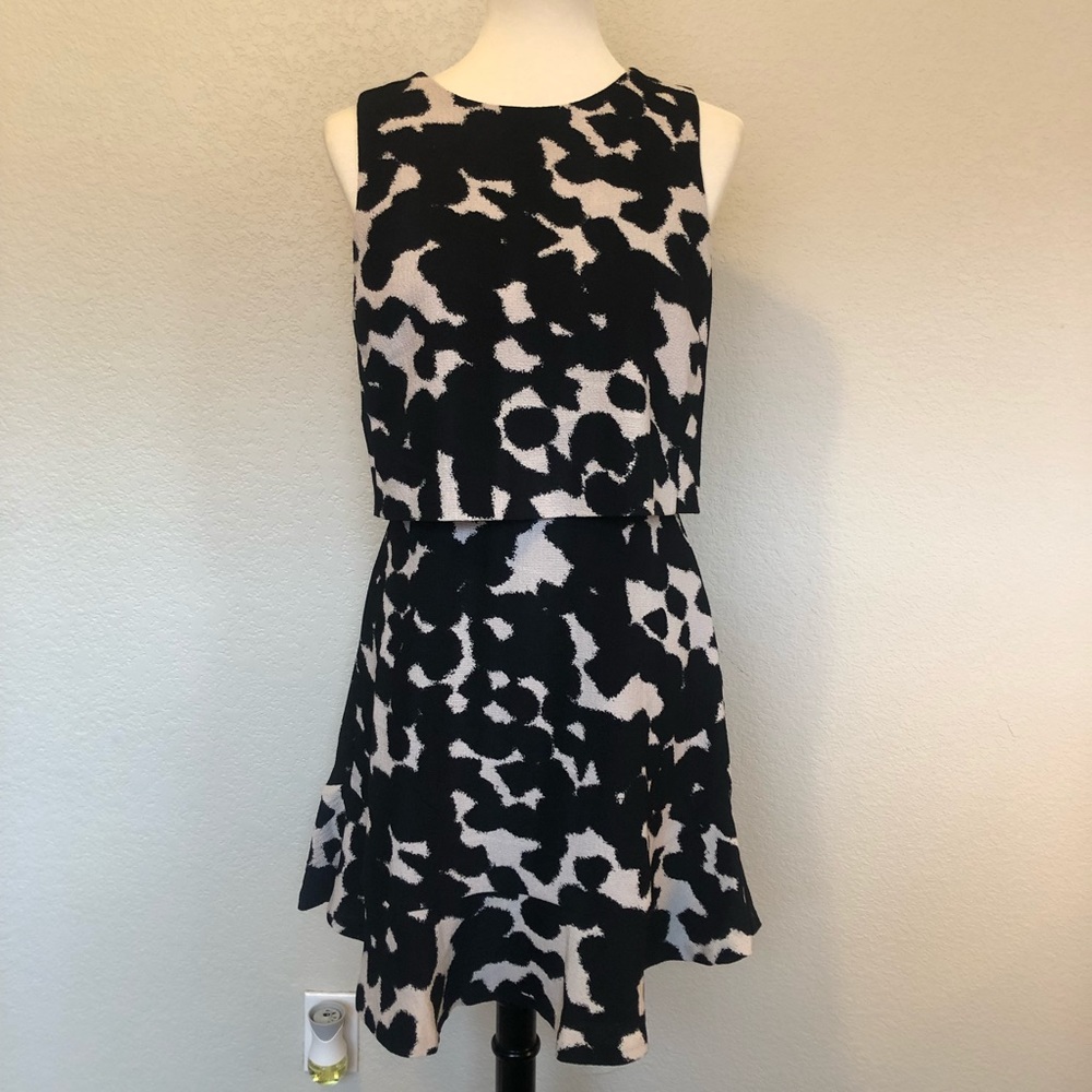 Banana Republic Floral Black & Cream Dress